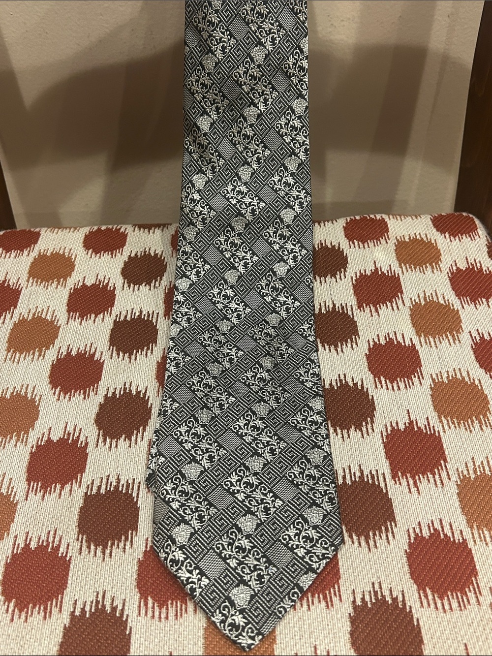 Vintage Gianni Versace black and gray Medusa Silk Tie